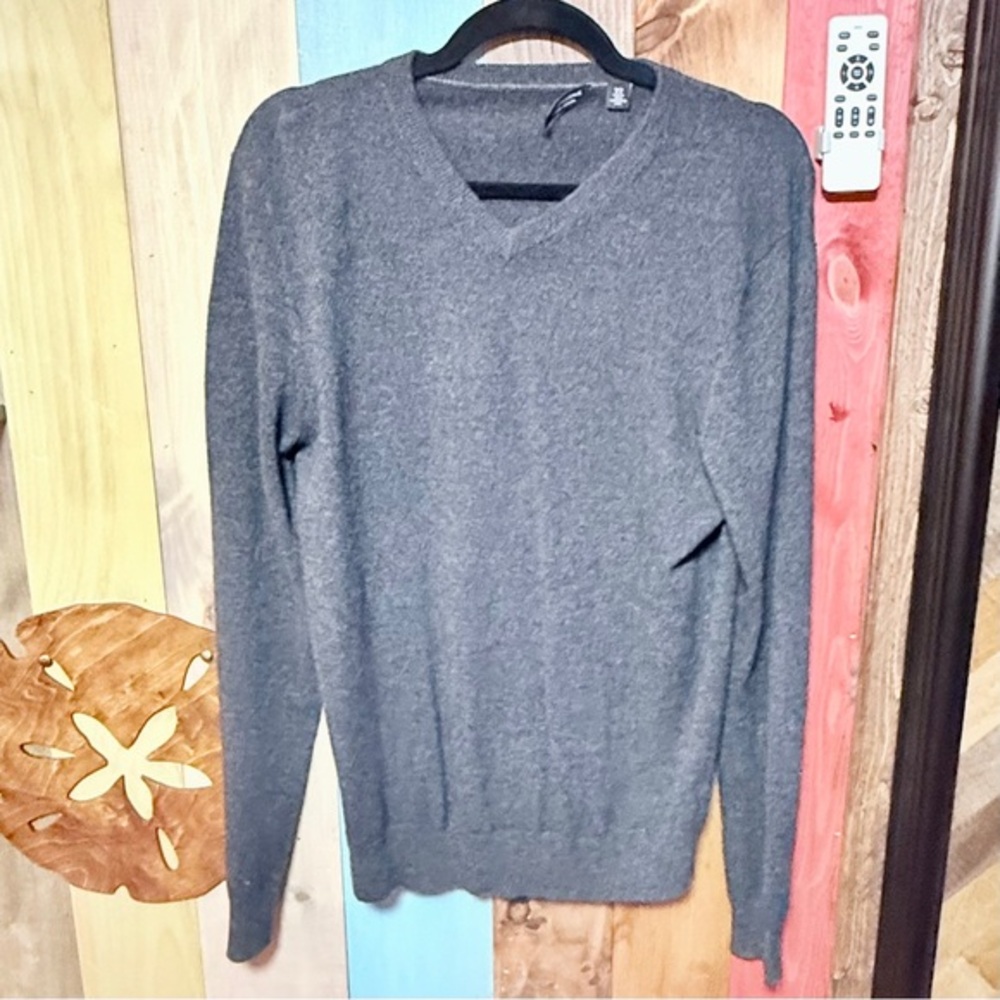 Saks Fifth Avenue Charcoal V-Neck Sweater